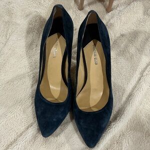 Elegant Navy Blue Women's Heels suede